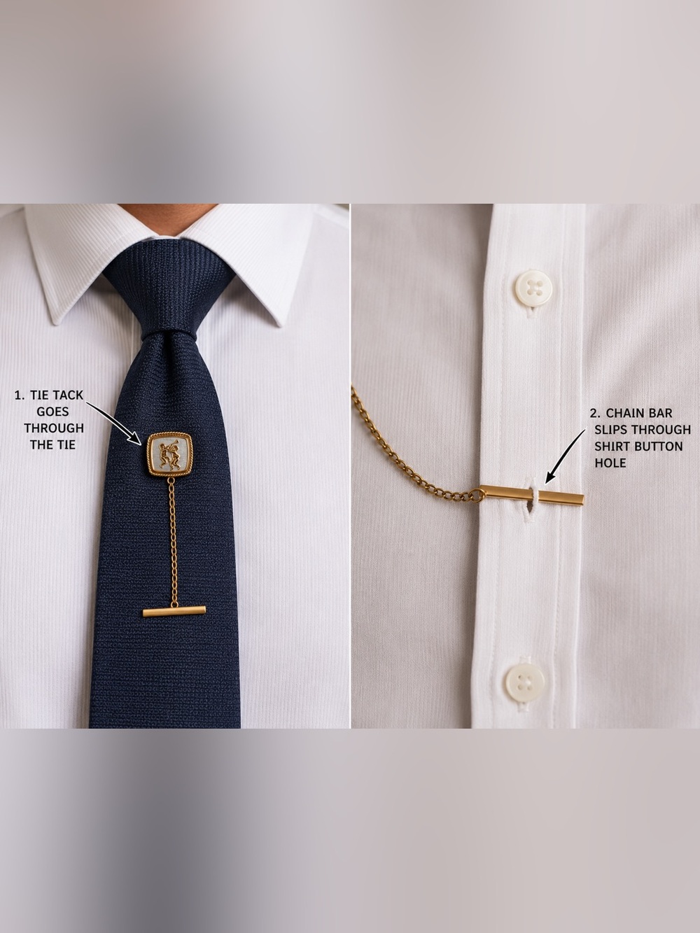 Vintage Gemini Zodiac Tie Tack Gold Tone Astrology Lapel Pin With Chain Bar